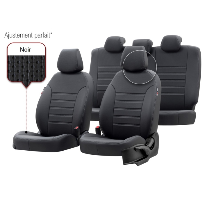 Housses De Siège Auto Pour Toyota Hilux 2009-2023 - Cuir Synthétique Noir Et Rouge - 5 Places - Confort Et Protection - 10