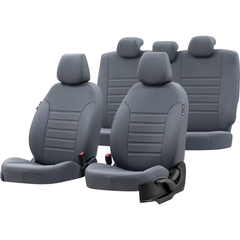 Lot De 2 Housses De Siège Pour Renault T Et Renault C Camionnette - Grises Avec Passepoil
