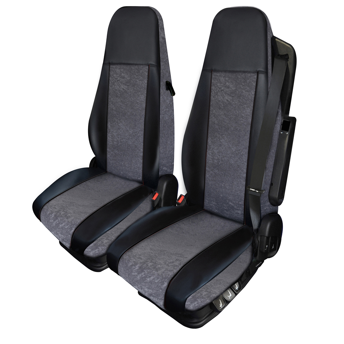 Tapis De Sol éco-cuir Pour Volvo FH 2013-2020 - Noir Avec Surpiqûres Bleues, Neuf