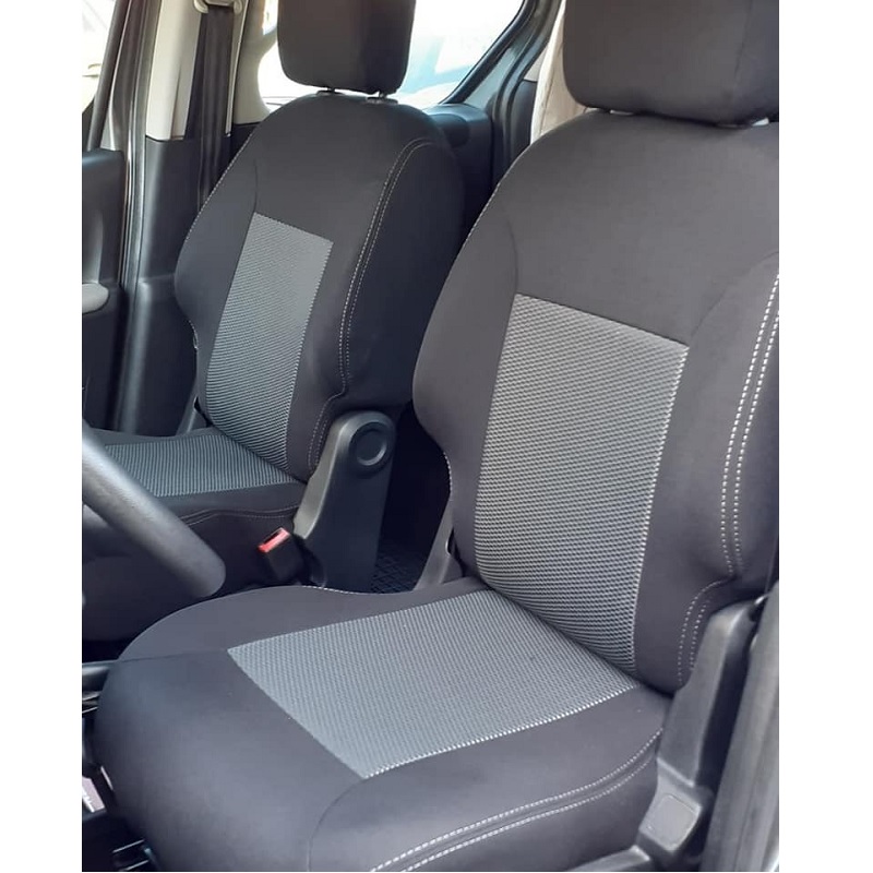 White stitch fits VW Caddy Maxi 2011 2 siège avant couvre ceinture tige 
