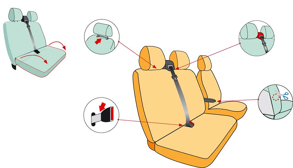 Housse sièges sur mesure VW Transporter T6 de 2015 à aujourd'hui