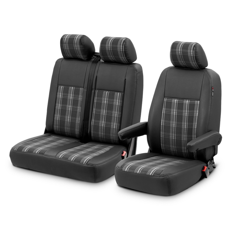 Housses De Sièges Universelles Grises Pour Volkswagen Transporter (à Partir De 1996) - Velour/polyester - Avant