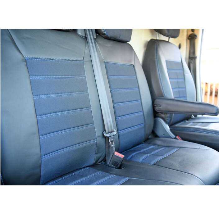 Housse De Siège Conducteur En Cuir Matelassé Pour Ford Transit Custom (à Partir De 2013) - Noir - Protection Anti-usure