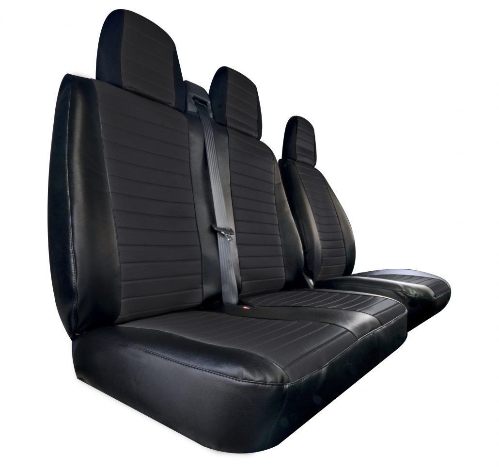 Housses en Jacquard/Simili Cuir pour PEUGEOT Expert 2016+ - 1 siège  conducteur + 1 banquette 2 places avec tablette (compatible airbag)